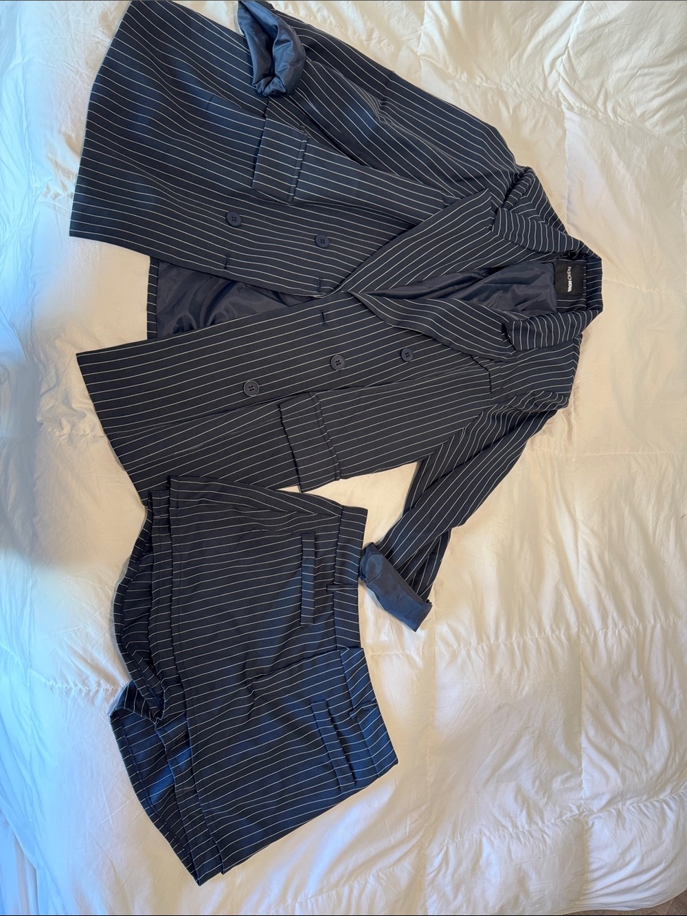 Fashion Nova Navy Pinstripe Blazer and Shorts Set